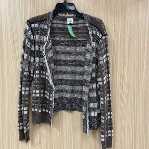 Cabi cream plaid cardigan size large NEW